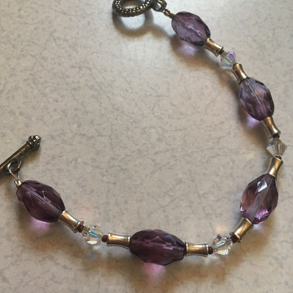 Tanzanite Bracelet Faceted Bead & AB Swarovski